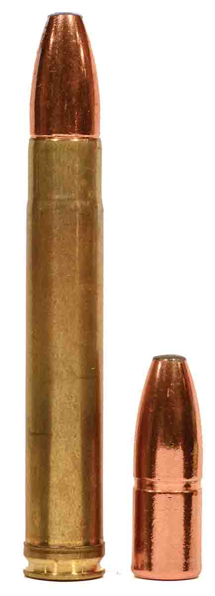 This .450 Ackley case is loaded with a 500-grain Swift A-Frame. This heavy bullet makes any big .450 into a real hammer.